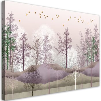 Obraz na płótnie, Ptaki nad lasem styl boho - 100x70 - Inny producent