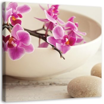 Obraz na płótnie, Różowe orchidee zen shabby chic - 60x60 - Inny producent