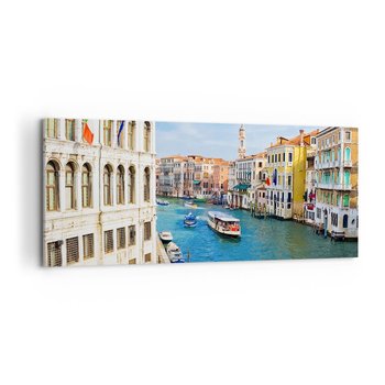 Obraz na płótnie - Ruch uliczny jedyny na świecie - 120x50cm - Wenecja Architektura Grand Canal - Nowoczesny obraz na ścianę do salonu do sypialni ARTTOR - ARTTOR