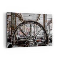 Obraz na płótnie - Sekretne życie fabryki - 120x80cm - Hala Przemysłowa Maszyna Vintage Graffiti - Nowoczesny obraz na ścianę do salonu do sypialni ARTTOR