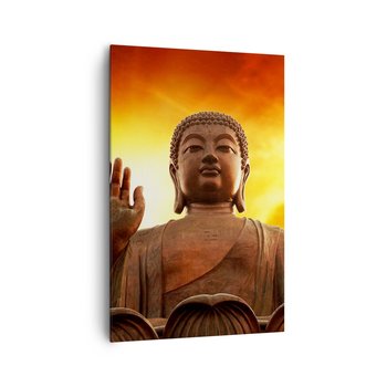 Obraz na płótnie - Spokój świata - 80x120cm - Budda Religia Sztuka - Nowoczesny obraz na ścianę do salonu do sypialni ARTTOR - ARTTOR