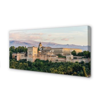 Obraz na płótnie TULUP Hiszpania Zamek las góry 120x60 cm - Tulup