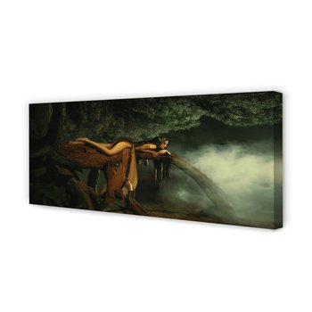 Obraz na płótnie TULUP Kobieta drzewo chmury 125x50 cm cm - Tulup