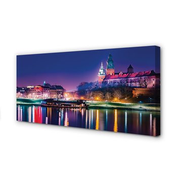 Obraz na płótnie TULUP Kraków Miasto noc rzeka 120x60 cm - Tulup