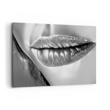 Obraz na płótnie - Wiem, o czym myślisz… - 100x70cm - Kobieta Usta Twarz - Nowoczesny foto obraz w ramie do salonu do sypialni ARTTOR - ARTTOR