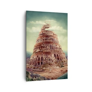 Obraz na płótnie - Wieża Babel - 80x120cm - Wieża Babel Religia - Nowoczesny obraz na ścianę do salonu do sypialni ARTTOR - ARTTOR