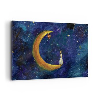 Obraz na płótnie - Wołanie świata - 120x80cm - Fantasy Dla Dzieci Księżyc - Nowoczesny obraz na ścianę do salonu do sypialni ARTTOR - ARTTOR