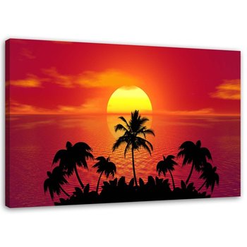 Obraz na płótnie, Zachód słońca i palmy - 100x70 - Inny producent