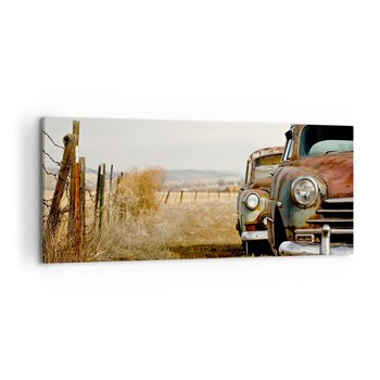 Obraz na płótnie - Zasłużony odpoczynek - 120x50cm - Stary Samochód Motoryzacja Vintage - Nowoczesny obraz na ścianę do salonu do sypialni ARTTOR - ARTTOR