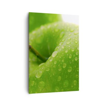 Obraz na płótnie - Zielona chłodna świeżość - 70x100cm - Owoce Jabłko Gastronomia - Nowoczesny foto obraz w ramie do salonu do sypialni ARTTOR - ARTTOR