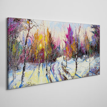 Obraz Na Płótnie Zima śnieg las natura 100x50 cm - Coloray