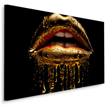 Obraz Na Płótnie ZŁOTE Usta Abstrakcja Nowoczesny Wzór Efekt 3D 120x80 - Muralo
