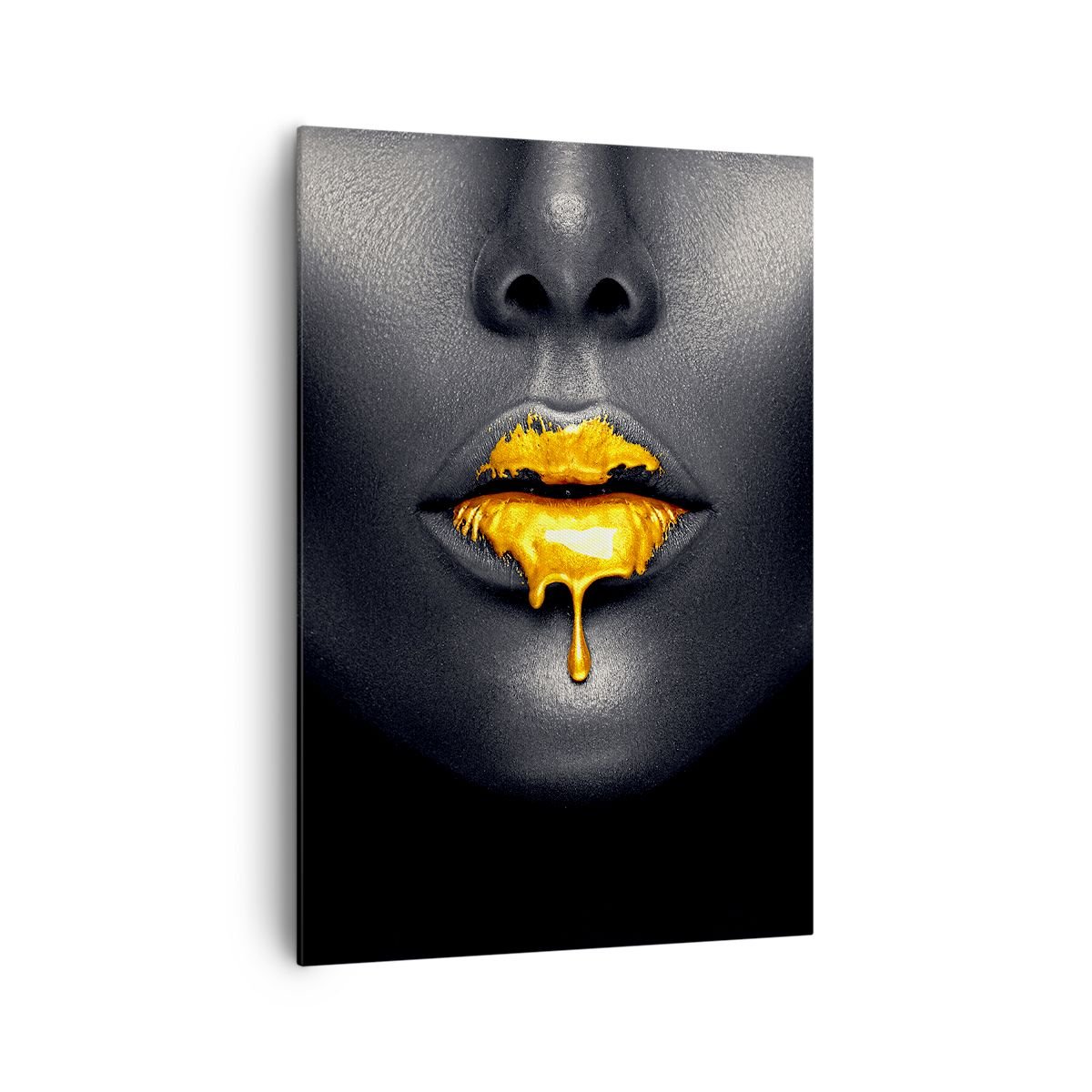 Obraz Na Płótnie Złotousta 70x100cm Abstrakcja Usta Kobiety Twarz Kobiety Nowoczesny 3656