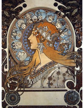 Obraz na płótnie Zodiac 1897 - Alfons Mucha 40x30 - Fedkolor