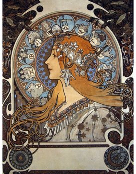 Obraz na płótnie Zodiac 1897 - Alfons Mucha 80x60 - Fedkolor