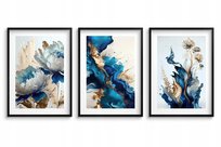 Obraz na ścianę w czarnej ramie Plakaty do salonu sypialni Kwiaty ze złotem