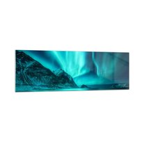 Obraz na szkle - Cuda północy - 160x50cm - Krajobraz Biegun Północny Zorza Polarna - Nowoczesny foto szklany obraz do salonu do sypialni ARTTOR
