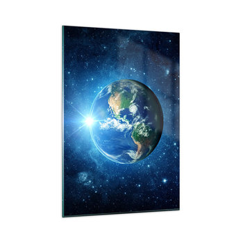 Obraz na szkle - Jesteśmy w niebie - 80x120cm - Kosmos Planet Ziemia Kula Ziemska - Nowoczesny szklany obraz na ścianę do salonu do sypialni ARTTOR - ARTTOR