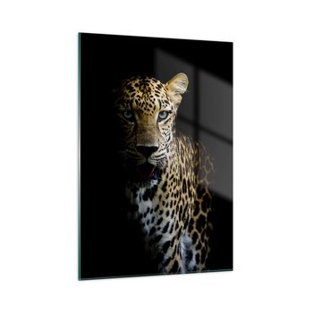 Obraz na szkle - Mroczne piękno - 50x70cm - Zwierzęta Lampart Dziki Kot - Nowoczesny szklany obraz do salonu do sypialni ARTTOR - ARTTOR