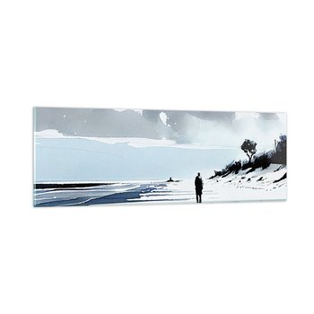 Obraz na szkle - Sam na sam - 90x30cm - Pejzaż Plaża Sztuka - Nowoczesny szklany obraz do salonu do sypialni ARTTOR - ARTTOR