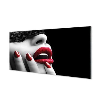 Obraz na szkle TULUP Kobieta usta paznokcie, 100x50 cm cm - Tulup