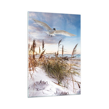Obraz na szkle - Wiatr od morza - 80x120cm - Morze Plaża Wydma - Nowoczesny szklany obraz na ścianę do salonu do sypialni ARTTOR - ARTTOR