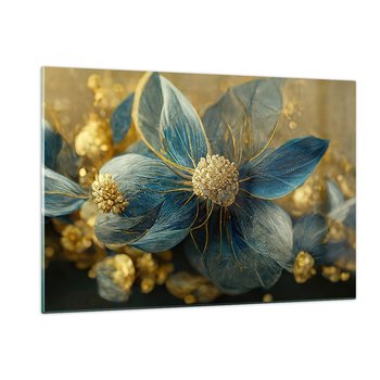 Obraz na szkle - Zakwitnąć złotem - 120x80cm - Art Deco Kwiaty Elegancki - Nowoczesny szklany obraz na ścianę do salonu do sypialni ARTTOR - ARTTOR