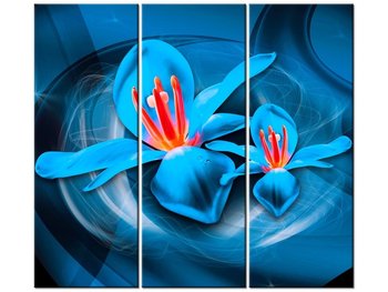 Obraz Niebieskie kosmiczne kwiaty - Jakub Banaś, 3 elementy, 90x80 cm - Oobrazy