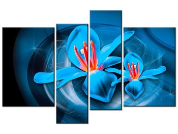 Obraz Niebieskie kosmiczne kwiaty - Jakub Banaś, 4 elementy, 130x85 cm - Oobrazy