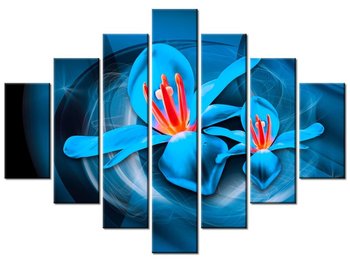 Obraz Niebieskie kosmiczne kwiaty - Jakub Banaś, 7 elementów, 210x150 cm - Oobrazy