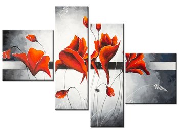 Obraz Pąki czerwonych maków, 4 elementy, 100x70 cm - Oobrazy