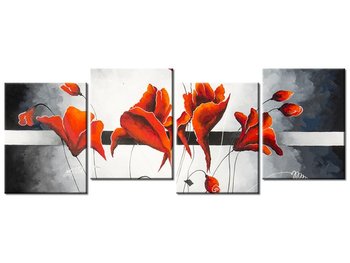 Obraz Pąki czerwonych maków, 4 elementy, 120x45 cm - Oobrazy