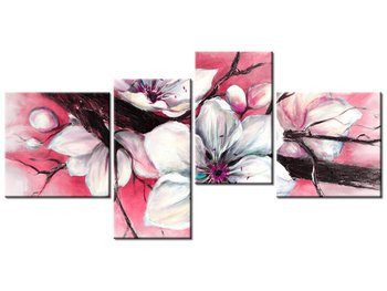 Obraz Pąki wiśni w czerwieni, 4 elementy, 140x70 cm - Oobrazy