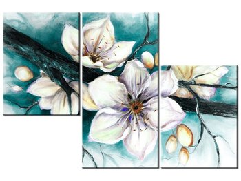 Obraz Pąki wiśni w turkusie, 3 elementy, 90x60 cm - Oobrazy