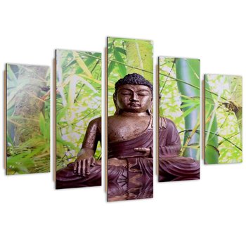Obraz pięcioczęściowy Deco Panel, Budda na tle bambusów (Rozmiar 100x70) - Feeby