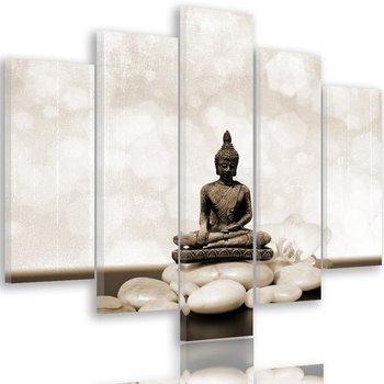 Obraz pięcioczęściowy na płótnie: Budda na kamieniach Zen 4, 70x100 cm - Caro