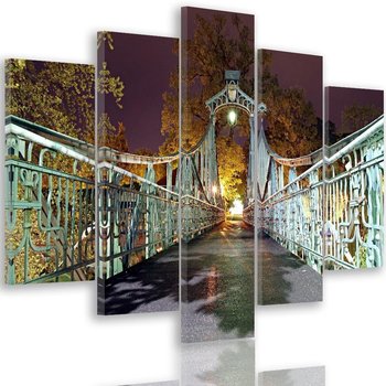 Obraz pięcioczęściowy na płótnie Canvas FEEBY, pentaptyk typ A, Stary most z latarnią, 100x70 cm - Caro