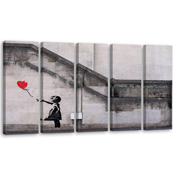 Obraz pięcioczęściowy na płótnie FEEBY, Banksy Dziewczynka Balon 200x80 - Feeby