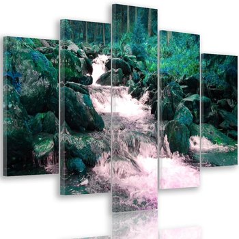 Obraz pięcioczęściowy na płótnie: Górski potok, 70x100 cm - Caro