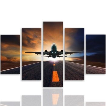 Obraz pięcioczęściowy na płótnie, Samolot - 150x100 - Inny producent