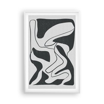 Obraz - Plakat - Abstrakcyjna zabawa w labiryncie - 61x91cm - Boho Minimalizm Sztuka - Foto Plakaty na ścianę w ramie białej - Plakat do Salonu Sypialni ARTTOR - ARTTOR