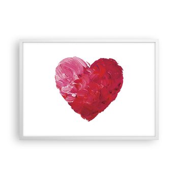 Obraz - Plakat - All you need is love - 70x50cm - Abstrakcja Czerwone Serce Symbol Miłości - Nowoczesny modny obraz Plakat rama biała ARTTOR - ARTTOR