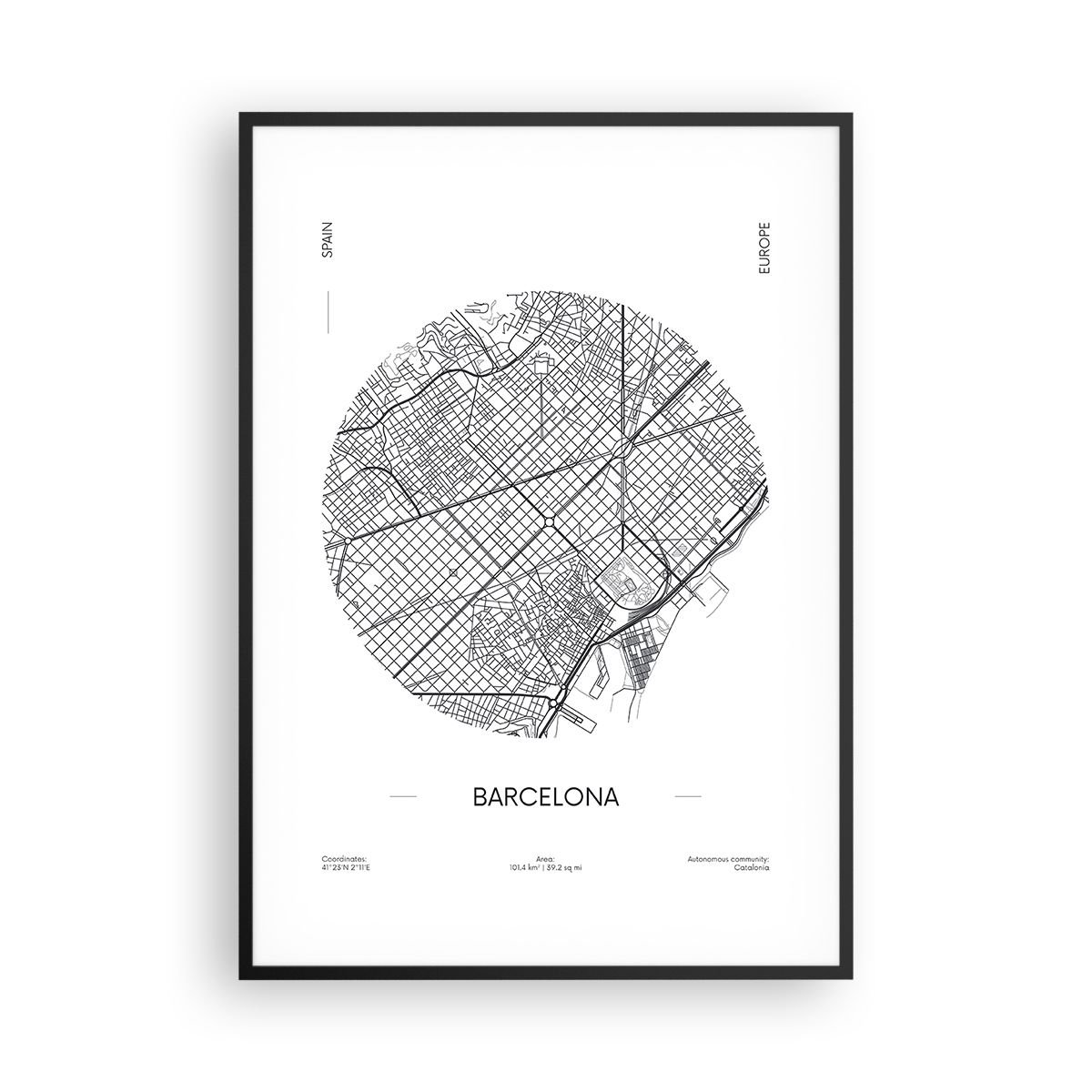 Obraz Plakat Anatomia Barcelony X Cm Mapa Barcelona Hiszpania Foto Plakaty W Ramie