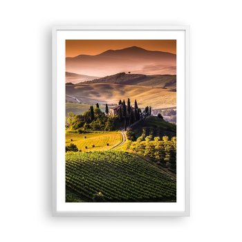 Obraz - Plakat - Arkadia - pejzaż toskański - 50x70cm - Krajobraz Toskania Winnice - Nowoczesny modny obraz Plakat rama biała ARTTOR - ARTTOR