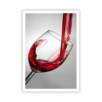 Obraz - Plakat - Barwa - ruch - dźwięk - 70x100cm - Kieliszek Do Wina Czerwone Wino Gastronomia - Foto Plakaty bez ramy na ścianę do Salonu Sypialni ARTTOR - ARTTOR