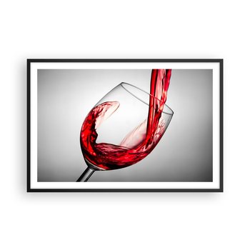 Obraz - Plakat - Barwa - ruch - dźwięk - 91x61cm - Kieliszek Do Wina Czerwone Wino Gastronomia - Foto Plakaty na ścianę w czarnej ramie - Plakat do Salonu Sypialni ARTTOR - ARTTOR