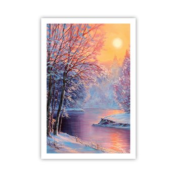 Obraz - Plakat - Barwy zimy - 61x91cm - Krajobraz Rzeka Las - Foto Plakaty na ścianę bez ramy - Plakat do Salonu Sypialni ARTTOR - ARTTOR