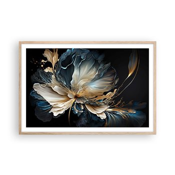 Obraz - Plakat - Baśniowy kwiat paproci - 91x61cm - Kwiat Botanika Art Deco - Foto Plakaty na ścianę w ramie jasny dąb - Plakat do Salonu Sypialni ARTTOR - ARTTOR