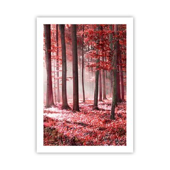Obraz - Plakat - Czerwony równie piękny - 50x70cm - Krajobraz Las Drzewa - Nowoczesny modny obraz Plakat bez ramy do Salonu Sypialni ARTTOR - ARTTOR