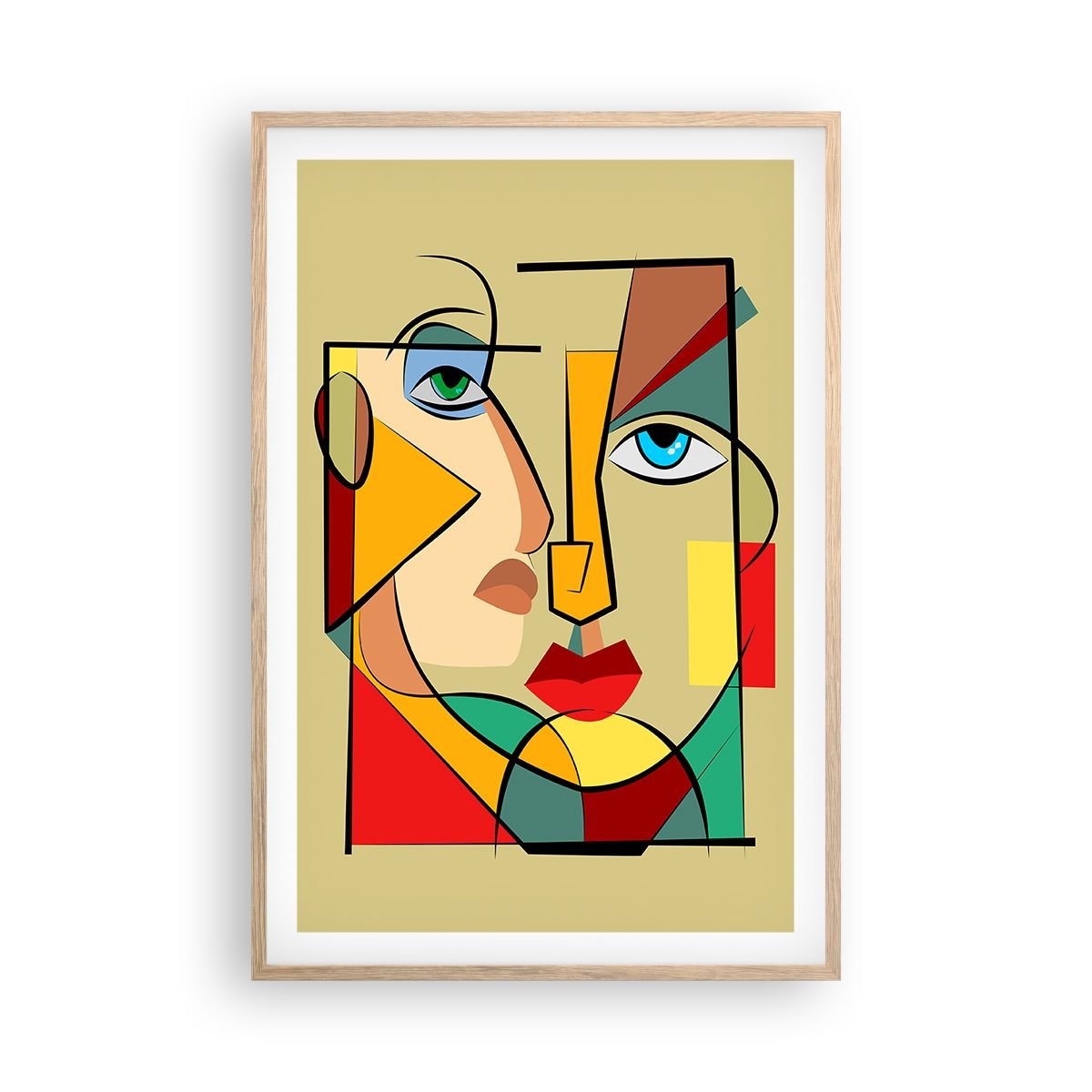 Obraz - Plakat - Dobrana para - 61x91cm - Twarze Kubizm Oczy - Foto ...